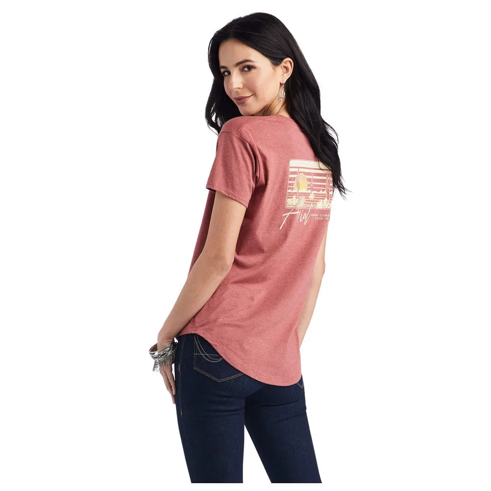 10042724 Ariat Women's Sunset Short Sleeve T-Shirt - Red Clay Heather