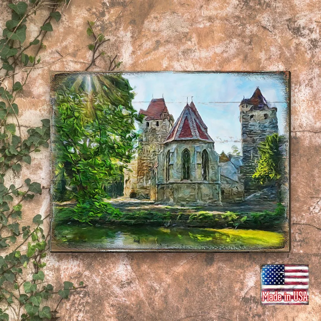 Aleeza Castle Art Wooden Wall Art by Nature Wonders - Nature Wildlife Décor - 95248B