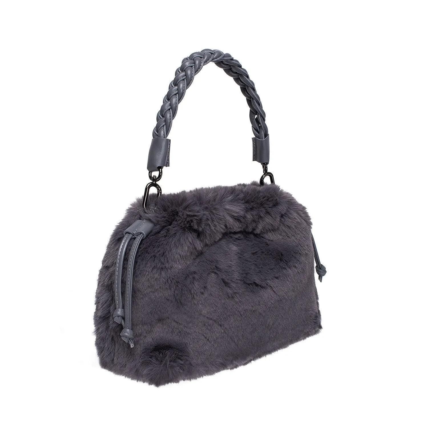 Alexa Gray Synthetic Fur Handbag & Clutch