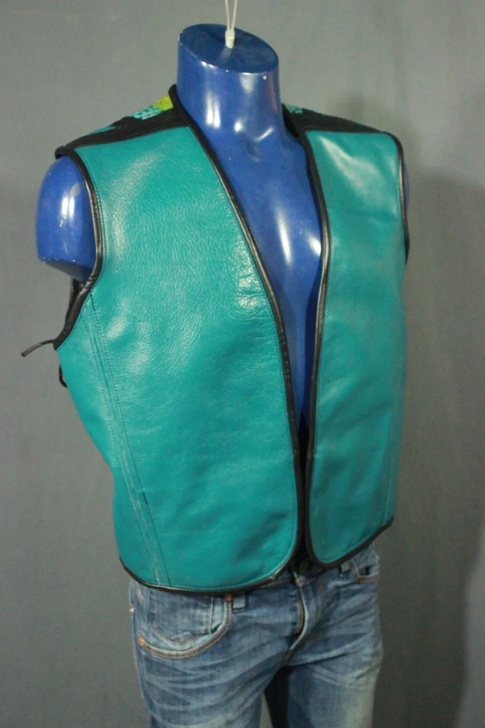 AMAZING Turquoise and Rainbow Python Leather Vest