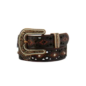 Angel Ranch Western Belt Women's Aztec Print With Conchos