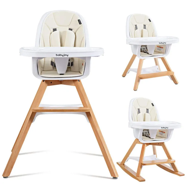 BabyJoy 3-in-1 Convertible Wood High Chair with Replaceable Legs & Rocking Bar