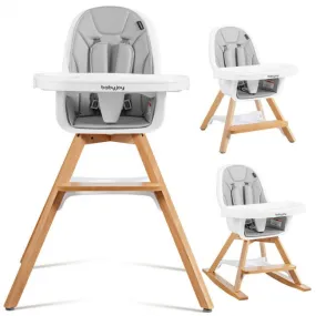 BabyJoy 3-in-1 Convertible Wood High Chair with Replaceable Legs & Rocking Bar