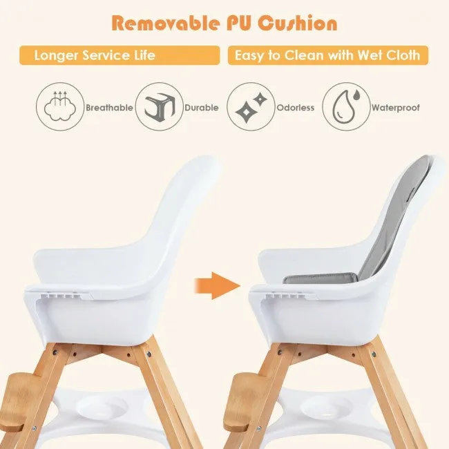 BabyJoy 3-in-1 Convertible Wood High Chair with Replaceable Legs & Rocking Bar