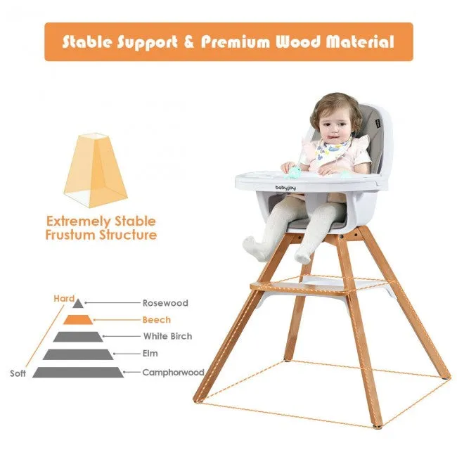 BabyJoy 3-in-1 Convertible Wood High Chair with Replaceable Legs & Rocking Bar