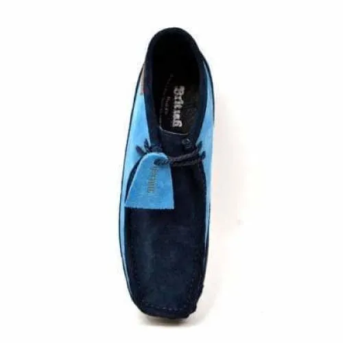 British Walkers Walker 100 Wallabee Boots Men's Navy and Sky Blue Suede