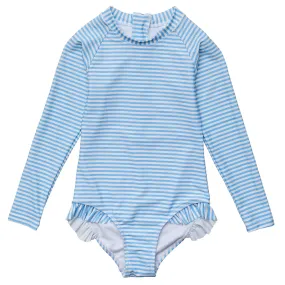 Cornflower Stripe Sustainable LS Surf Suit