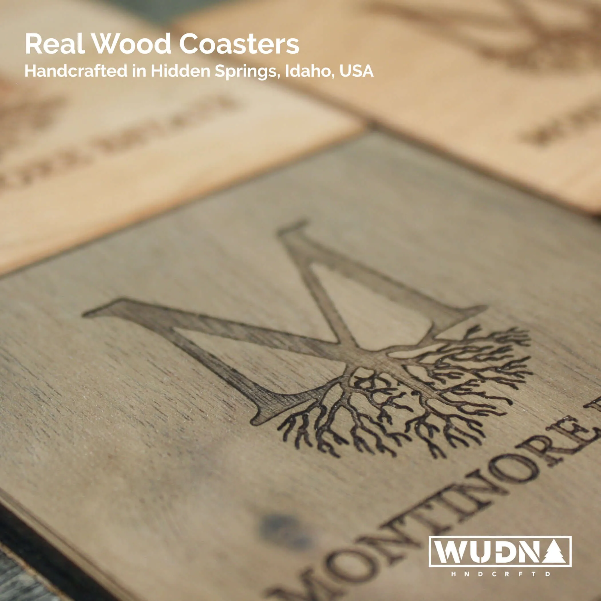 Customizable 4" Wood Coasters - 4-Pack