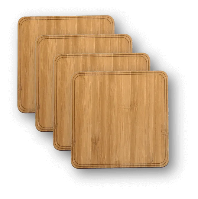 Customizable 4" Wood Coasters - 4-Pack