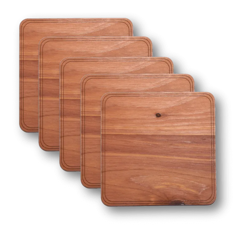 Customizable 4" Wood Coasters - 4-Pack