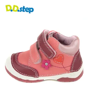 D.D. Step toddler girl shoes pink and mauve with heart and flower size US 4-8