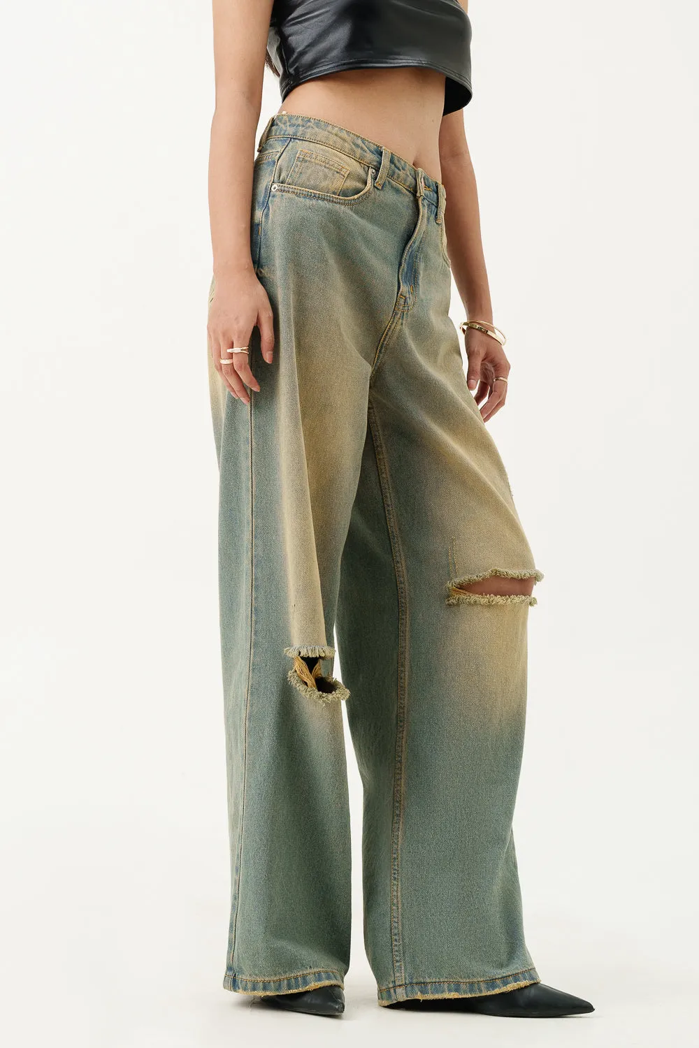 Desert Sand Super Wide Flare Jeans