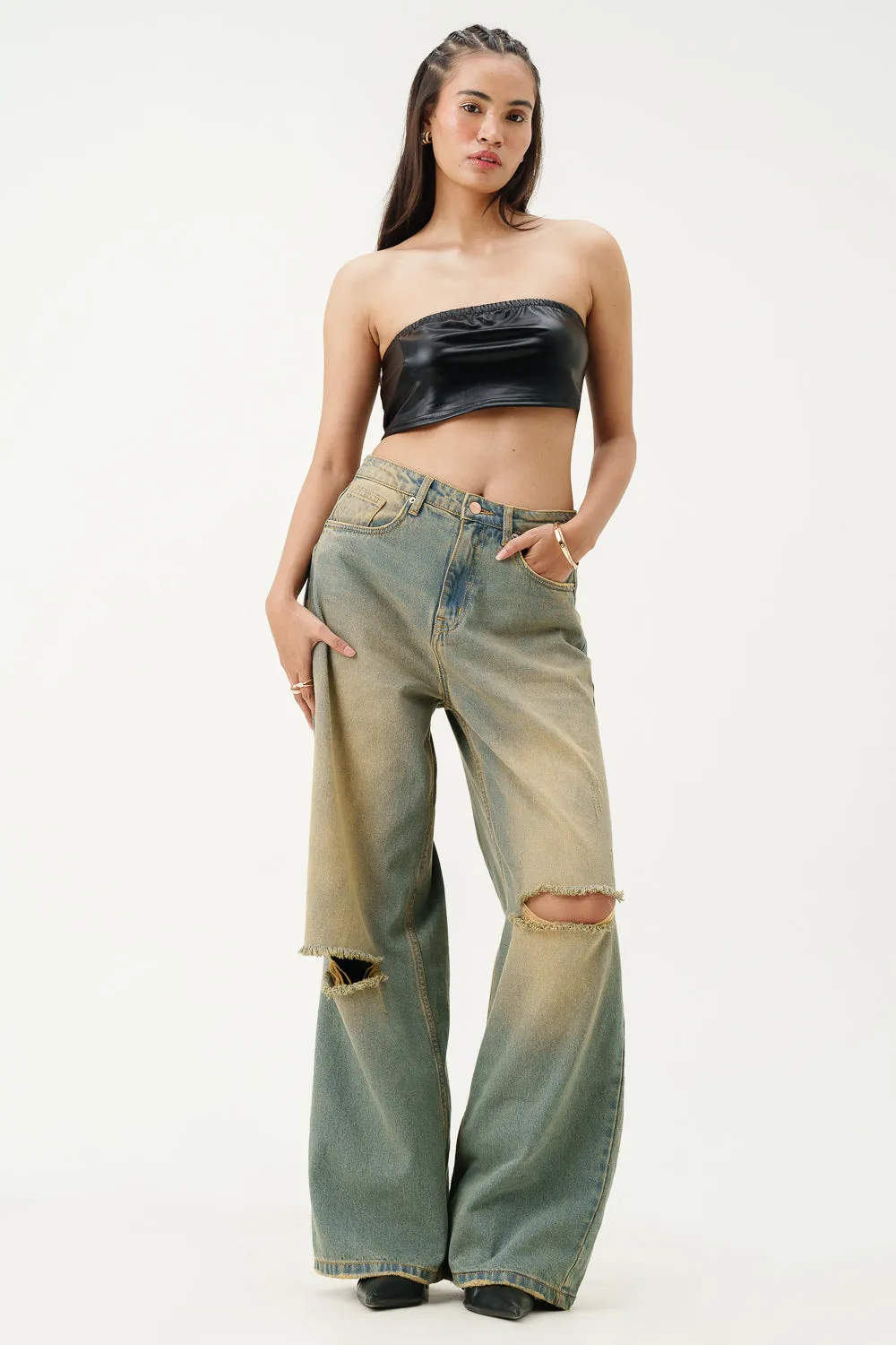 Desert Sand Super Wide Flare Jeans