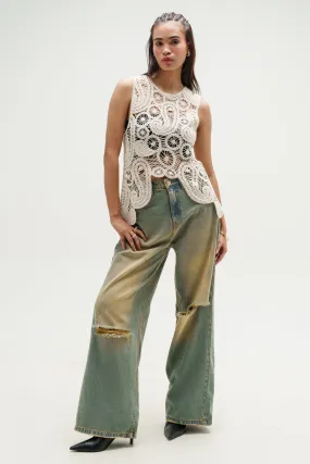 Desert Sand Super Wide Flare Jeans