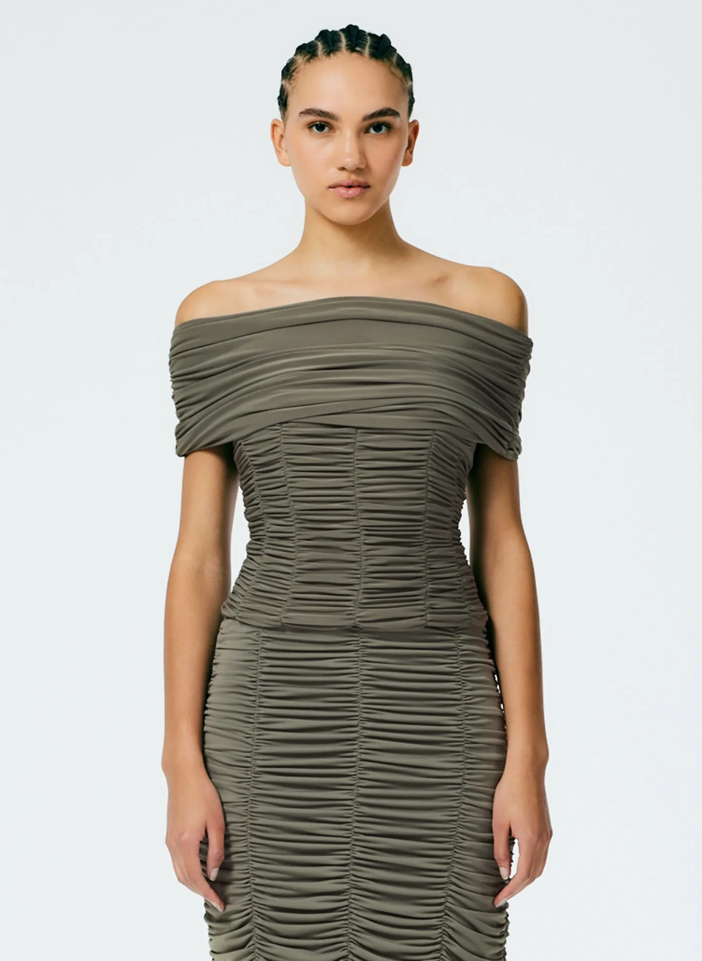 Drapey Jersey Ruched Strapless Top