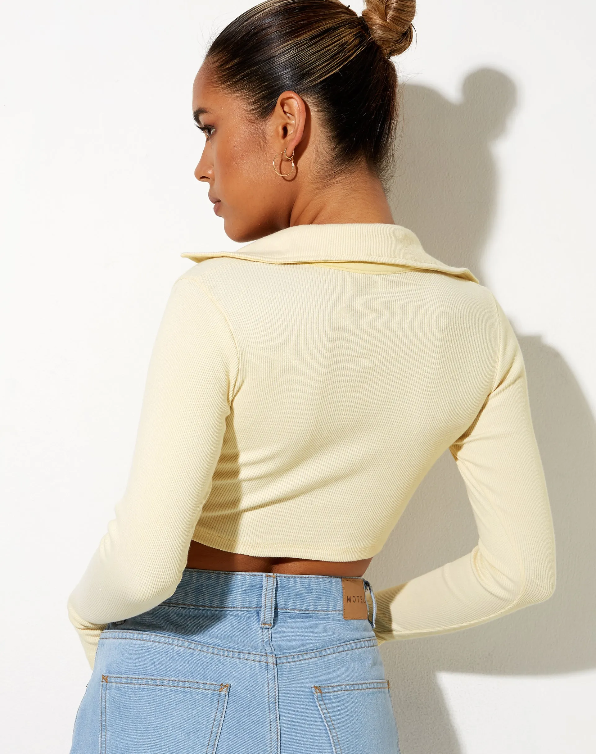 Elody Crop Top in Buttercream Vacay Embro