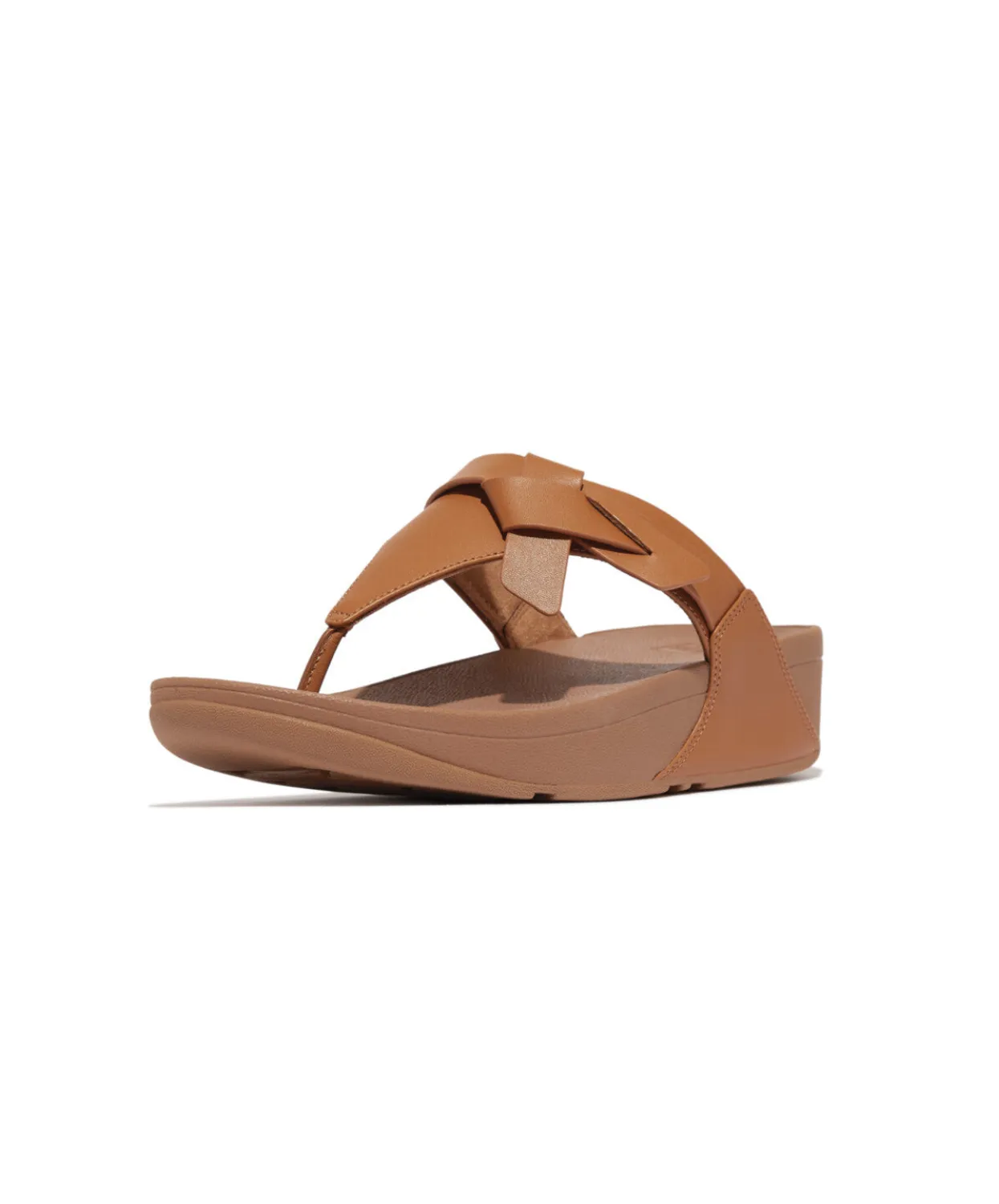 Fitflop Lulu Folded Knot Leather Toe-Post Sandals Desert Tan