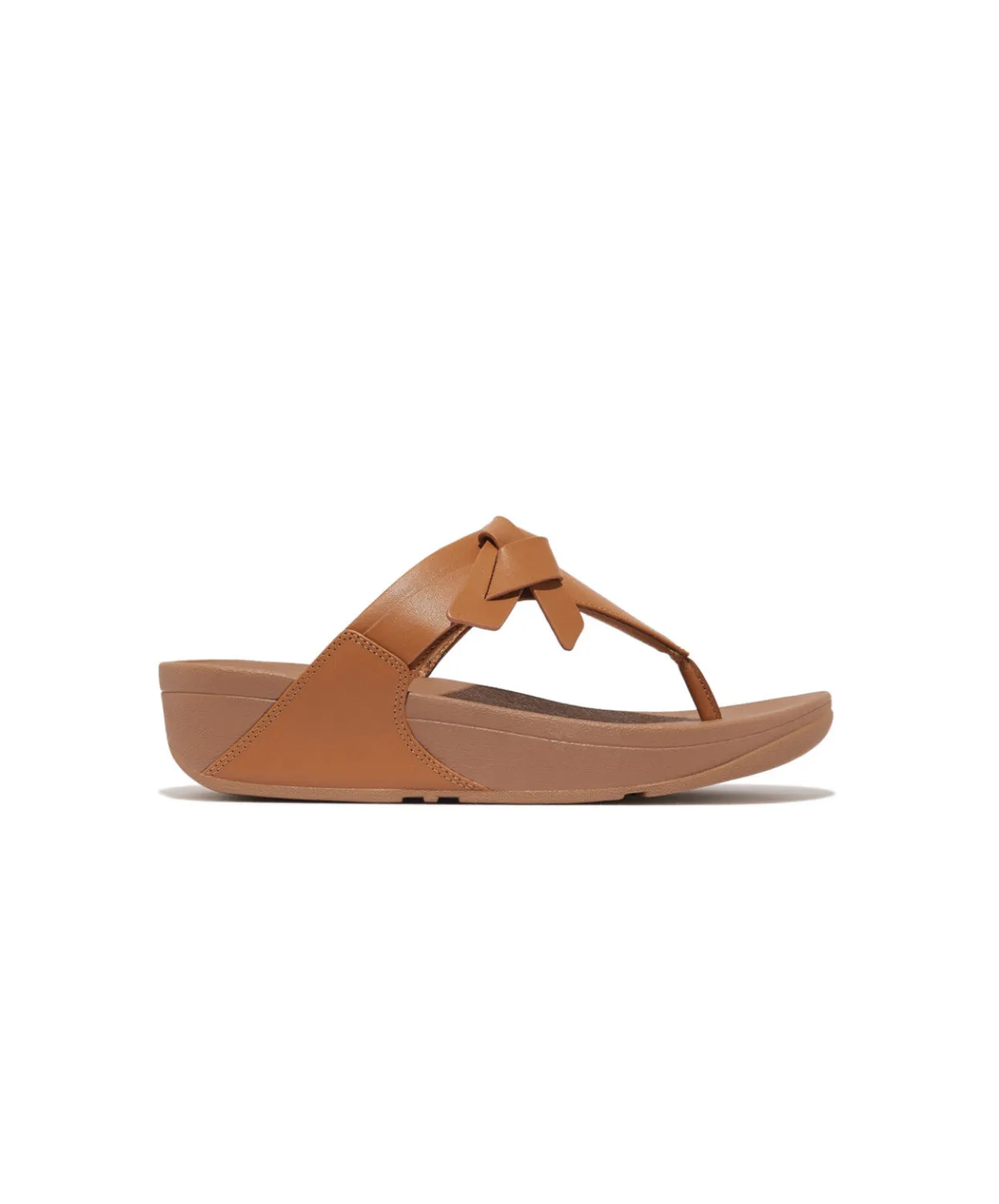 Fitflop Lulu Folded Knot Leather Toe-Post Sandals Desert Tan