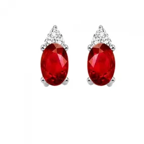 Garnet Stud Earrings with Diamonds