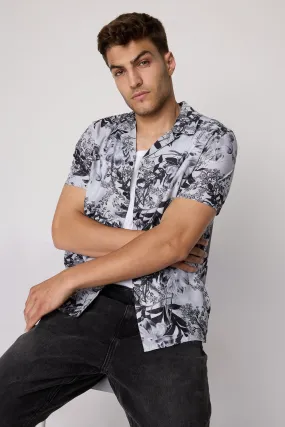 Grey Tropical Printed Men's Casual Shirt