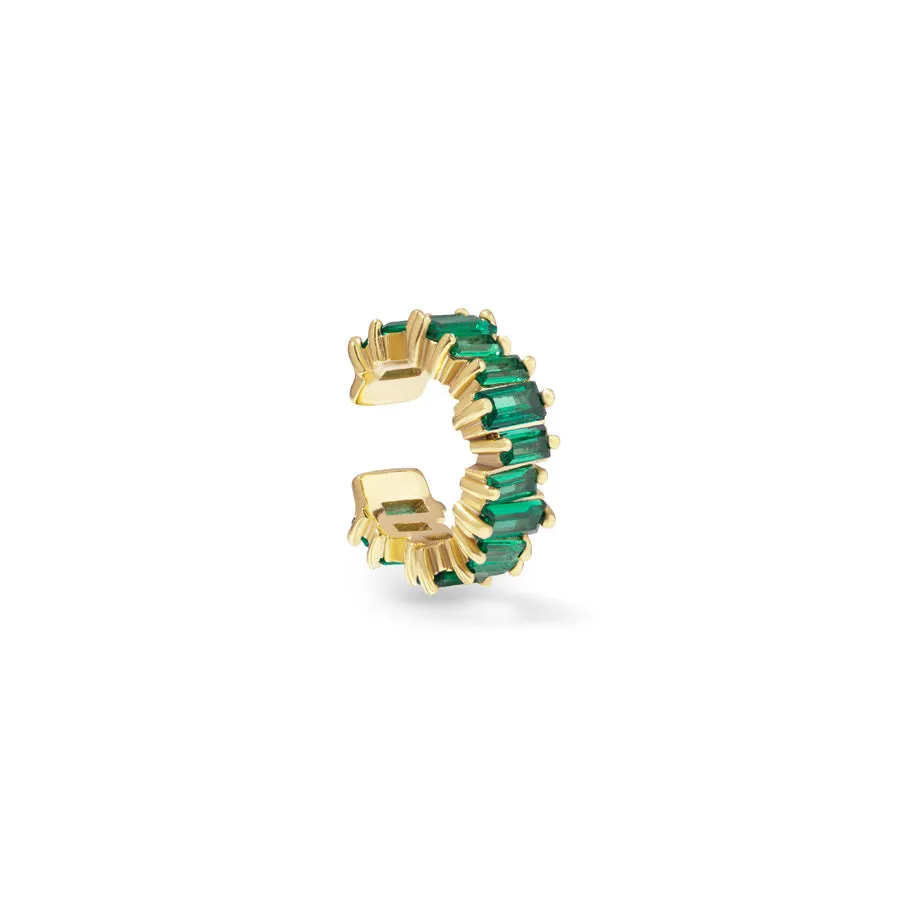 Jagged Baguette Emerald & Gold 9mm Ear Cuff