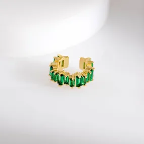 Jagged Baguette Emerald & Gold 9mm Ear Cuff