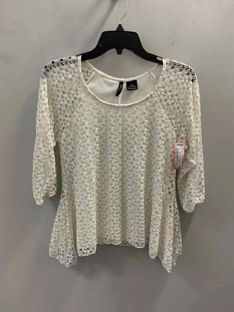 NEW DIRECTION Tops Size PM Cream Lace Petite TOP