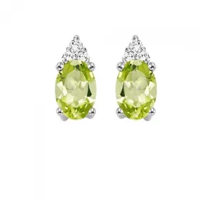 Peridot Stud Earrings with Diamonds