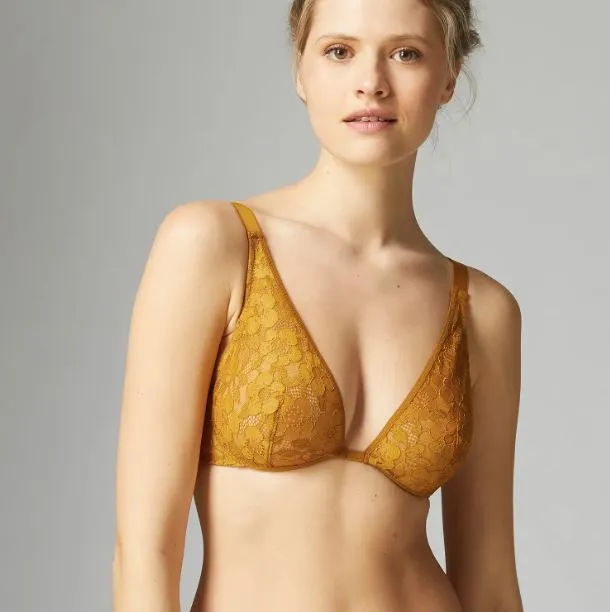 Petal lace high apex underwired bra [Honey]