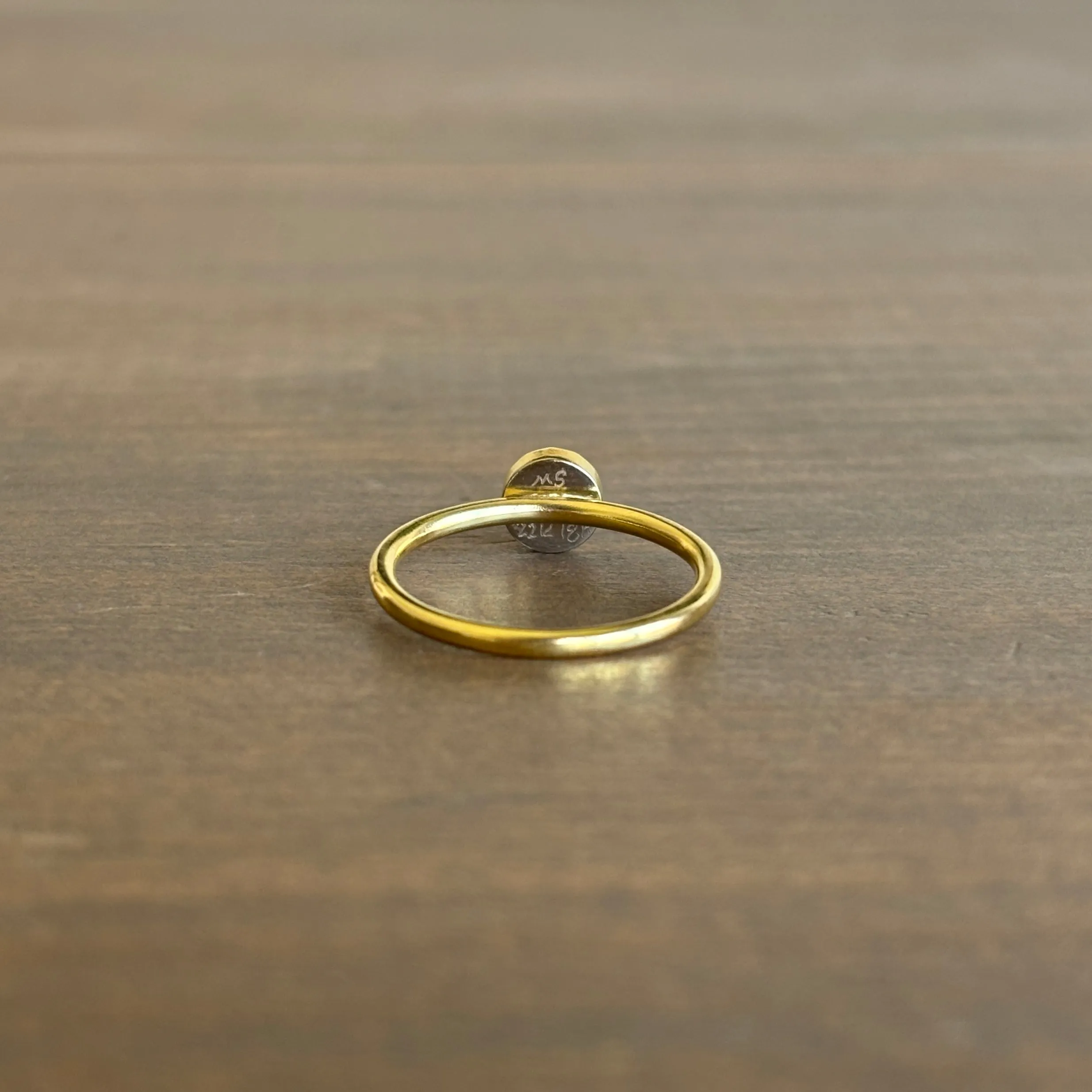 Round Rose Cut Orange Sapphire Ring