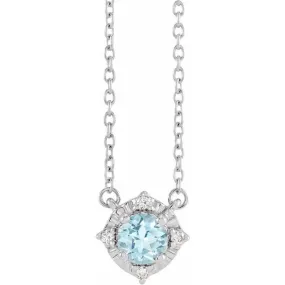 Sky Blue Topaz Necklace with Diamond Halo