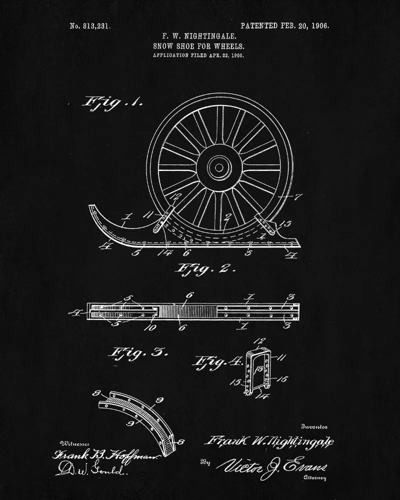 Snow Shoes Patent Print Car Blueprint Winter Sports Poster