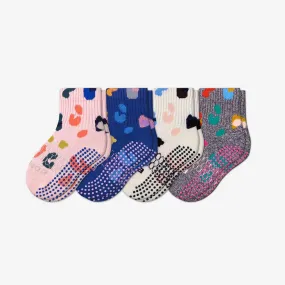 Toddler Painted Leopard Calf Gripper Sock 4-Pack