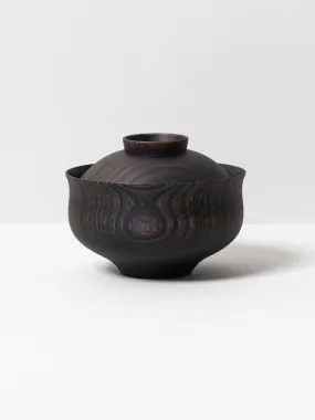 Tsumugi Wooden Bowl with Lid - Chidori, Black