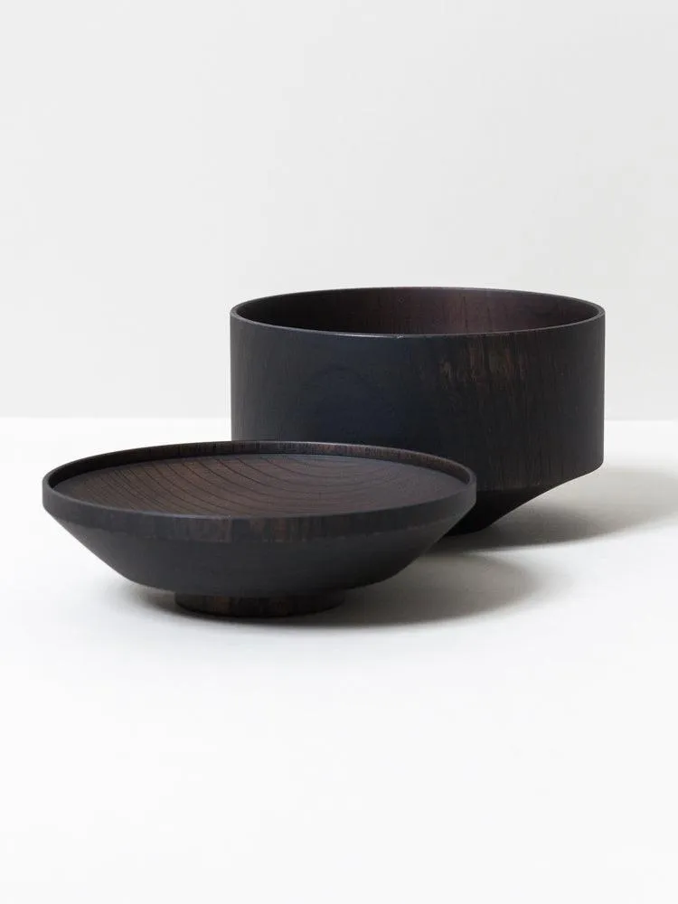 Tsumugi Wooden Bowl with Lid - Mentsuu, Black