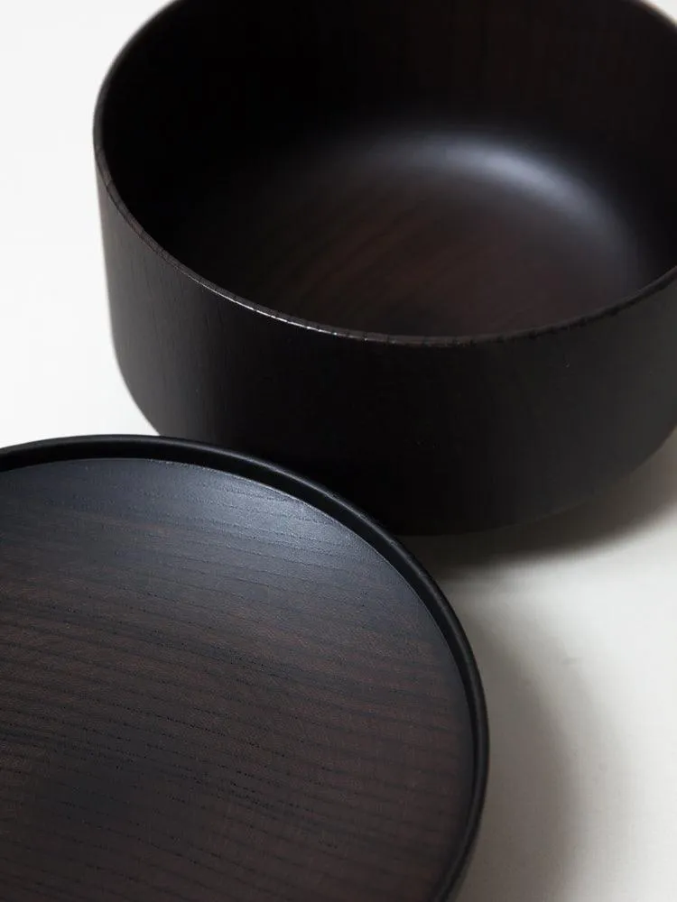 Tsumugi Wooden Bowl with Lid - Mentsuu, Black