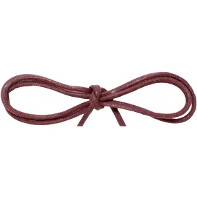 Waxed Cotton Thin Round Dress Laces Custom Length with Tip - Burgundy (1 Pair Pack) Shoelaces