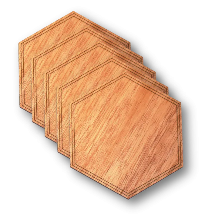 Wooden Coasters 4" (18 Shape / Wood Options) 4-Pack